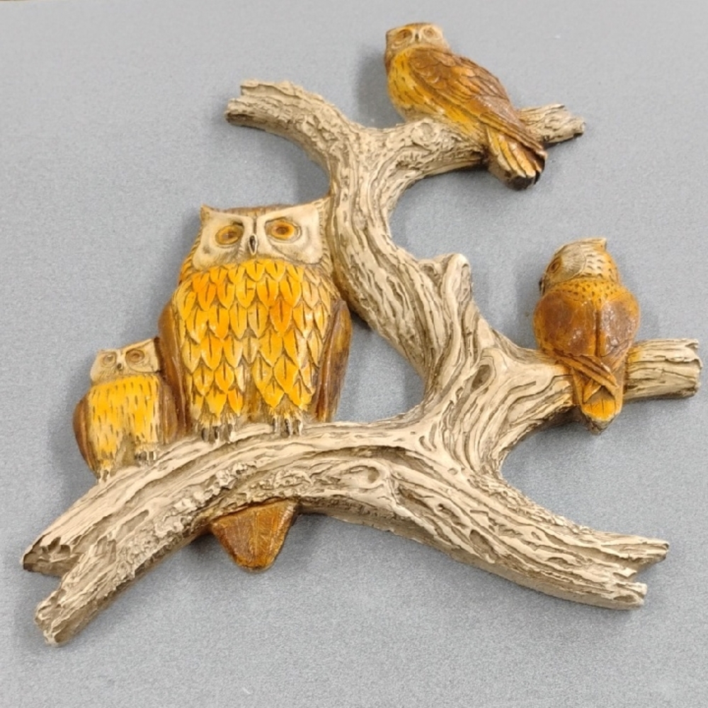 Vintage 1974 Momma And Baby Owls